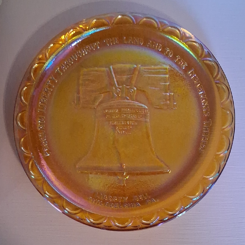 Amber Glass Liberty Bell Plate
